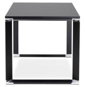 Bureau de direction droit 'Business' en bois noir pieds métal noir et métal chromé – 160 x 80 cm