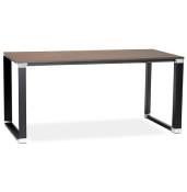 Bureau de direction droit design 'Business' plateau noyer pieds métal noir et chromé – 160 x 80 cm