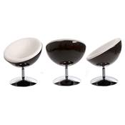 Fauteuil design boule SPHERE pivotant Noir et Blanc pied chromé