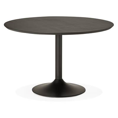 Table / table de réunion ronde design 'KONTUR BLACK XL' noire pied central en métal noir - Ø 120 cm