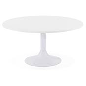 Table basse ronde lounge 'MONA MINI' blanche et pied tulipe central en métal blanc - Ø 90 cm