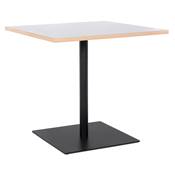 Table carrée 'KRUBBA' blanche en bois et pied central en métal noir à base carrée - 80 x 80 cm