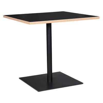 Table carrée 'KRUBBA' en bois noir et pied central en métal noir à base carrée - 80 x 80 cm