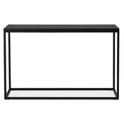 Table console style industriel rectangulaire 'HIGH FYRKANT" bois noir pieds métal noir - 120 x 35 cm