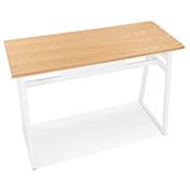 Table bar Mange-debout design 'BARAS' bois massif naturel non traité pied métal blanc - 150 x 60 cm