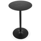 Table de bar haute design ronde 'CONTY' en bois noir avec pied central en métal noir – Ø 60 cm