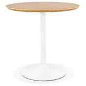 Table de salle à manger ronde industriel 'SPARK' en bois naturel pied central rond en métal blanc - Ø 80 cm