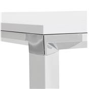Table réunion / bureau bench 'BIG AFER' bois blanc pieds métal blanc et chromé - 140 x 140 cm