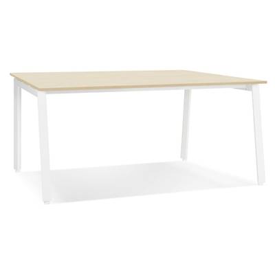 Table de réunion / bureau bench design 'BIG INCONTRO' en bois pieds en métal blanc - 140 x 140 cm