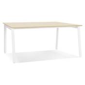 Table de réunion / bureau bench design 'BIG INCONTRO' en bois pieds en métal blanc - 140 x 140 cm