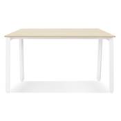 Table de réunion / bureau bench design 'BIG INCONTRO' en bois pieds en métal blanc - 140 x 140 cm