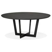 Grande table scandinave ronde 'BIG VÄN' plateau en bois noir et pieds en métal noir - Ø 120 cm