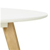 Table / table de réunion scandinave ronde 'SMALL SOLNÄ' blanche en bois 4 pieds en bois – Ø 90 cm