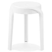 Tabouret bas design de style moderne empilable 'FIORI' en resine blanche