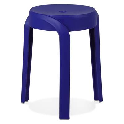 Tabouret bas design de style moderne empilable 'FIORI' en resine bleue foncée