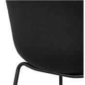 Tabouret de bar design à accoudoirs moderne 'CARINO' en tissu noir avec 4 pieds en métal noir