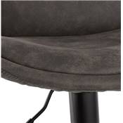 Tabouret bar réglable 'BAROK' pivotant microfibre grise pied et repose pieds métal noir dossier haut