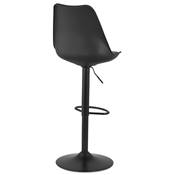 Tabouret de bar réglable design 'BAROK' pivotant noir pied et repose pieds métal noir dossier haut