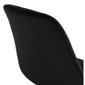 Tabouret de snack mi-hauteur baroque 'KESKI MINI' en velours noir 4 pieds en métal noir dossier haut