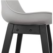 Tabouret de snack mi-hauteur 'CHAIRMAN MINI BLACK EDITION' gris 4 pieds en bois noir et dossier haut