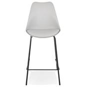 Tabouret snack mi-hauteur design 'KESKI MINI' gris 4 pieds et repose pieds métal noir dossier haut