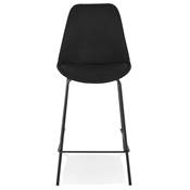 Tabouret de snack mi-hauteur 'KESKI MINI' tissu noir 4 pieds et repose pieds métal noir dossier haut