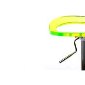 Tabouret de bar réglable design 'Leo' pivotant en plexiglass jaune pied central en métal chromé