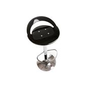 Tabouret de bar réglable design 'Leo' pivotant en plexiglass noir pied central en métal chromé