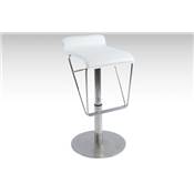 Tabouret de bar design 'Napoli' pivotant blanc avec pied central et repose pieds en acier brossé