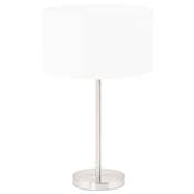 Lampe à poser design 'Okno' abat-jour cylindrique blanc socle en métal brossé réglable