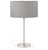 Lampe à poser design 'Okno' abat-jour cylindrique gris socle en métal brossé réglable