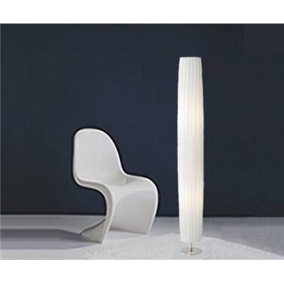 Lampadaire design rond 'Metropolis' blanc socle en métal chromé