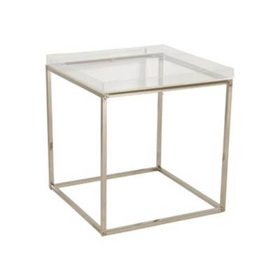 Table basse design d'appoint 'Moving' transparente plateau amovible pieds en métal chromé