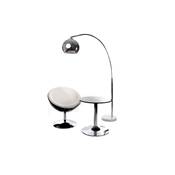 Fauteuil design boule SPHERE pivotant Noir et Blanc pied chromé
