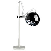 Lampe  poser design 'Globo' abat-jour rond noir structure et socle en mtal chrom