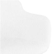 Chaise design style scandinave à accoudoirs 'VOGAN' en tissu bouclé blanc et 4 pieds en bois naturel
