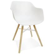 Chaise design à accoudoirs 'CONCEPT WOOD' blanche avec 4 pieds en bois naturel