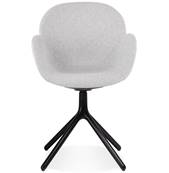 Chaise design à accoudoirs rembourée 'TUNED' en tissu gris clair avec 4 pieds en métal noir