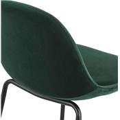 Tabouret snack mi-hauteur style baroque 'Tekno Mini' en velours vert 4 pieds métal noir dossier haut