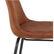 Tabouret snack mi-hauteur baroque 'Tekno Mini' microfibre marron 4 pieds métal noir dossier haut