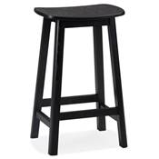 Tabouret de snack mi-hauteur scandinave 'BERE MINI' assise avec 4 pieds en bois noir