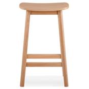 Tabouret de snack mi-hauteur scandinave 'BERE MINI' assise avec 4 pieds en bois naturel