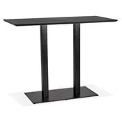 Table de bar haute design 'Tvillin Black' bois noir double pied central en fonte noir – 150 x 70 cm