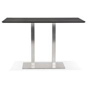 Table de bar haute design 'Tvillin XL' bois noir double pied central en métal brossé – 180 x 90 cm