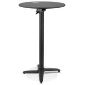 Table de bar haute pliable ronde 'BARRA' en bois noir avec pied central en métal noir – Ø 68 cm