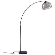 Lampadaire design 'Arc' abat jour en acrylique gris et structure et socle en métal noir mat