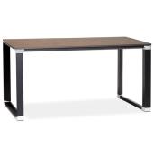 Bureau de direction droit 'Small Business' plateau noyer pieds métal noir et chromé – 140 x 70 cm