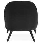 	Fauteuil lounge design de style scandinave 'LUKE' assise en tissu gris anthracite, structure noire et pieds en bois noir