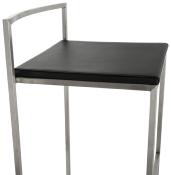 Tabouret de bar empilable design carré 'Iron' noir avec pieds en métal brossé et dossier bas