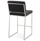 Tabouret de snack mi-hauteur design carré 'Skilder' capitonné noir pieds acier brossé dossier haut